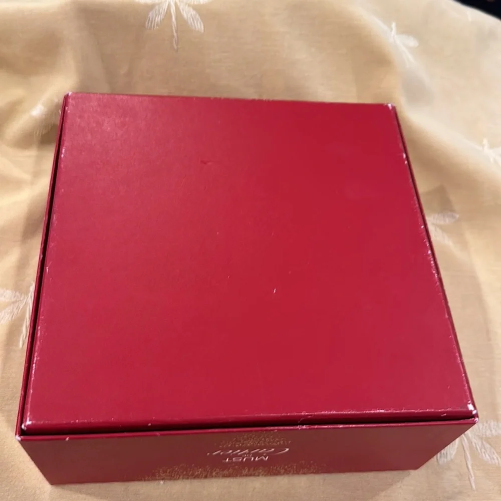 Must De Cartier Parfums Paris Empty Red & Metallic Gold 8” Square Cardboard Box.